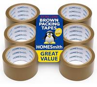 HOMESmith 12 Rolls Extra Long Brown Tape - 48mm x 132m Packing & Parcel Tape, Heavy Duty for Boxes, Moving, Office and Commercial Packaging