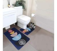 HOMESmith 2-piece Bathmat Set, Non-Slip and Absorbent, Machine Washable Bathroom Mat, Design 18