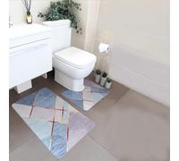 HOMESmith 2-piece Bathmat Set, Non-Slip and Absorbent, Machine Washable Bathroom Mat, Design 19