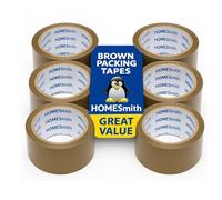 HOMESmith 24 Rolls Brown Parcel Tape - Strong Adhesive Packing Tape 48mm x 66m, Ideal for Moving Boxes, Home & Office Storage