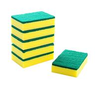 HOMESmith - Large Heavy Duty Scrub Sponge - Dual Sided Dish Washing & Cleaning Scourer - Absorbent, Non-Scratch, Reusable - Pack of 6,Yellow & Green