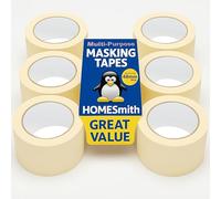 HOMESmith Masking Tape 48mm x 25m - 6 Rolls, Strong Adhesive, Easy Tear, Multipurpose Craft & Decorating Tape for Home, Office & Commercial Use
