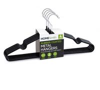 HOMESmith Rubber Coated Metal Hangers 4 Pack, Non Slip Clothes Hangers for Shirts, Tops & Dresses, Black
