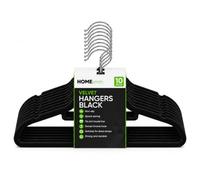 HOMESmith Velvet Non Slip Clothes Hangers 10 Pack, Space Saving Wardrobe Hangers for Shirts, Dresses & Jackets, Black
