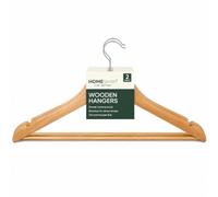 HOMESmith Wooden Clothes Hangers 2 Pack, Strong Natural Wood Wardrobe Hangers for Suits, Jackets & Coats