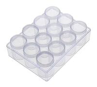 HomeSoGood 12 Grids Bead Organizer,Transparent Embroidery Bead Storage Containers with Lid,Plastic Storage Jars for Diamond DIY Painting Jewelry Earring Sewing
