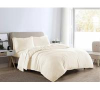 HomeSpace Direct 100% Brushed Cotton Flannellette Duvet Cover Set - Cream - Single - Duvet Cover Set
