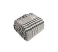 HomeSpace Direct 100% Pure New Wool Hex Check Throw Blanket Made in Wales - Grey