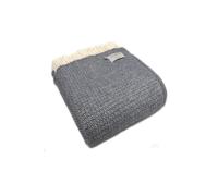 HomeSpace Direct 100% Pure New Wool Illusion Throw Blanket Made in Wales - Blue