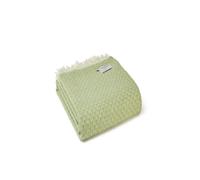 HomeSpace Direct 100% Pure New Wool Isobel Throw Blanket Made in Wales - Green