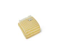 HomeSpace Direct 100% Pure New Wool Jacquard Spot Throw Blanket Made in Wales - Yellow
