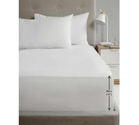 HomeSpace Direct 180TC Percale Fitted Sheet 16" & Pillowcase Pair in White | Size: Single HomeSpace Direct White Single