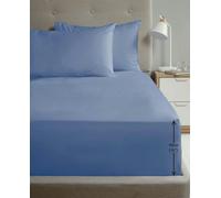 HomeSpace Direct 180TC Percale Fitted Sheet and Pillowcase Pair - Blue - King