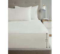 HomeSpace Direct 180TC Percale Fitted Sheet and Pillowcase Pair - Cream - Super King