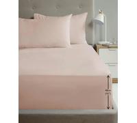 HomeSpace Direct 180TC Percale Fitted Sheet and Pillowcase Pair - Pink - King