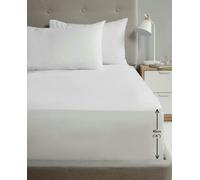 HomeSpace Direct 180TC Percale Fitted Sheet and Pillowcase Pair - White - Double