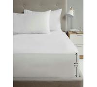 HomeSpace Direct 180TC Percale Fitted Sheet and Pillowcase Pair - White - Super King