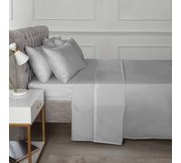 HomeSpace Direct 180TC Percale Flat Sheet in Grey | Size: Double HomeSpace Direct Grey Double