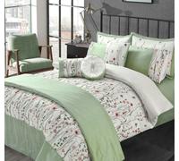 HomeSpace Direct Arabella Green Duvet Cover Set - Super King