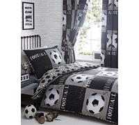 Homespace Direct Back Of The Net Kids Duvet Cover Set Children Reversible Easy Care Football/Soccer Bedding Shoot and Score Bed Linen with Pillowcases - Double