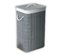 HomeSpace Direct Bamboo Laundry Hamper Basket Oblong Grey