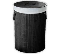 HomeSpace Direct Bamboo Laundry Hamper Basket Round Charcoal HomeSpace Direct Charcoal
