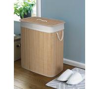 HomeSpace Direct Bamboo Laundry Hamper with Divider in Brown HomeSpace Direct Brown