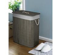 HomeSpace Direct Bamboo Laundry Hamper with Divider in Grey HomeSpace Direct Grey