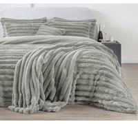HomeSpace Direct Big Cord Teddy Silver Duvet Cover Set - Super King