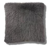 HomeSpace Direct Chelsea Faux Fur Cushion 2 Pack in Grey | Size: 45 cm x 45 cm HomeSpace Direct Grey 45 cm x 45 cm