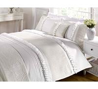 Homespace Direct Cream Single Duvet Quilt Cover Bed Set Bedding Seersucker & Ruffles Polycotton