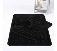 HomeSpace Direct Diem 2pc Anti- Slip Bath Mat and Pedestal Set - Black