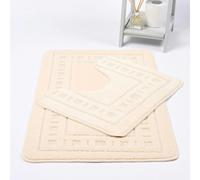 HomeSpace Direct Diem 2pc Anti- Slip Bath Mat and Pedestal Set - Cream