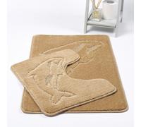 HomeSpace Direct Dolphin Anti-Slip Bath Mat and Pedestal Mat 2 Piece Set - Beige
