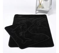 HomeSpace Direct Dolphin Anti-Slip Bath Mat and Pedestal Mat 2 Piece Set - Black
