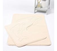 HomeSpace Direct Dolphin Anti-Slip Bath Mat and Pedestal Mat 2 Piece Set - Cream