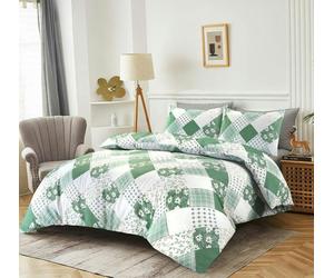 HomeSpace Direct Eloise Green Duvet Cover Set - Single