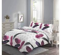 HomeSpace Direct Feathers Duvet Cover Set Bedding - Purple - Super King