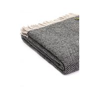 HomeSpace Direct Herringbone Charcoal & Silver Wool Throw - Multi