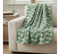 Country Club Highland Cow Blanket/Throw For Sofa Chair Bed Green 120x150cm
