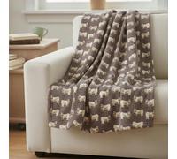 Country Club Highland Cow Blanket/Throw For Sofa Chair Bed Mocha Brown 120x150cm