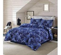 Homespace Direct Jaxon Navy Blue Geometric Duvet Cover Set Bedding Modern Double