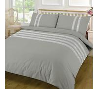HomeSpace Direct Lace Dia Duvet Cover Set Bedding - Grey - Super King