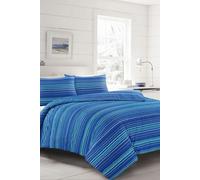 HomeSpace Direct Leon Blue Stripe Duvet Cover Set Modern Bedding - Blue - Single