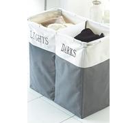 HomeSpace Direct Lights & Darks Laundry Hamper Storage Foldable in Grey HomeSpace Direct Grey