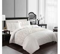 Homespace Direct Ltd Aurora Crinkle Panel Duvet Cover Set White Bedding