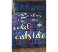 Homespace Direct Ltd Baby It's Cold Outside Blue Xmas Duvet Cover Set Christmas Bedding