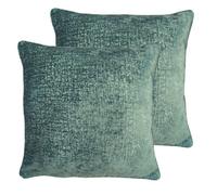 Homespace Direct Ltd Belmont Cushions With Covers Set Of 2 Chenille Texture Filled Square Cushion Decorative 55X55Cm Peacock