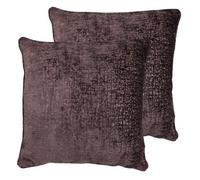 Homespace Direct Ltd Belmont Cushions With Covers Set Of 2 Chenille Texture Filled Square Cushion Decorative 55X55Cm Aubergine