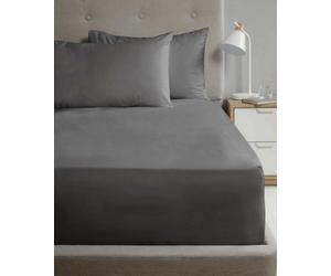 Homespace Direct Ltd Flat Sheet 180Tc Percale Charcoal King Size Sheet Suitable For Deep Mattresses